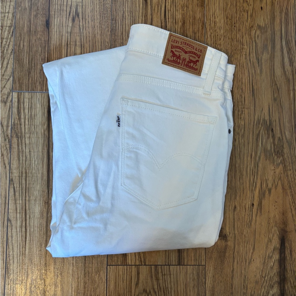 Levi's White Straight Leg Denim Jeans